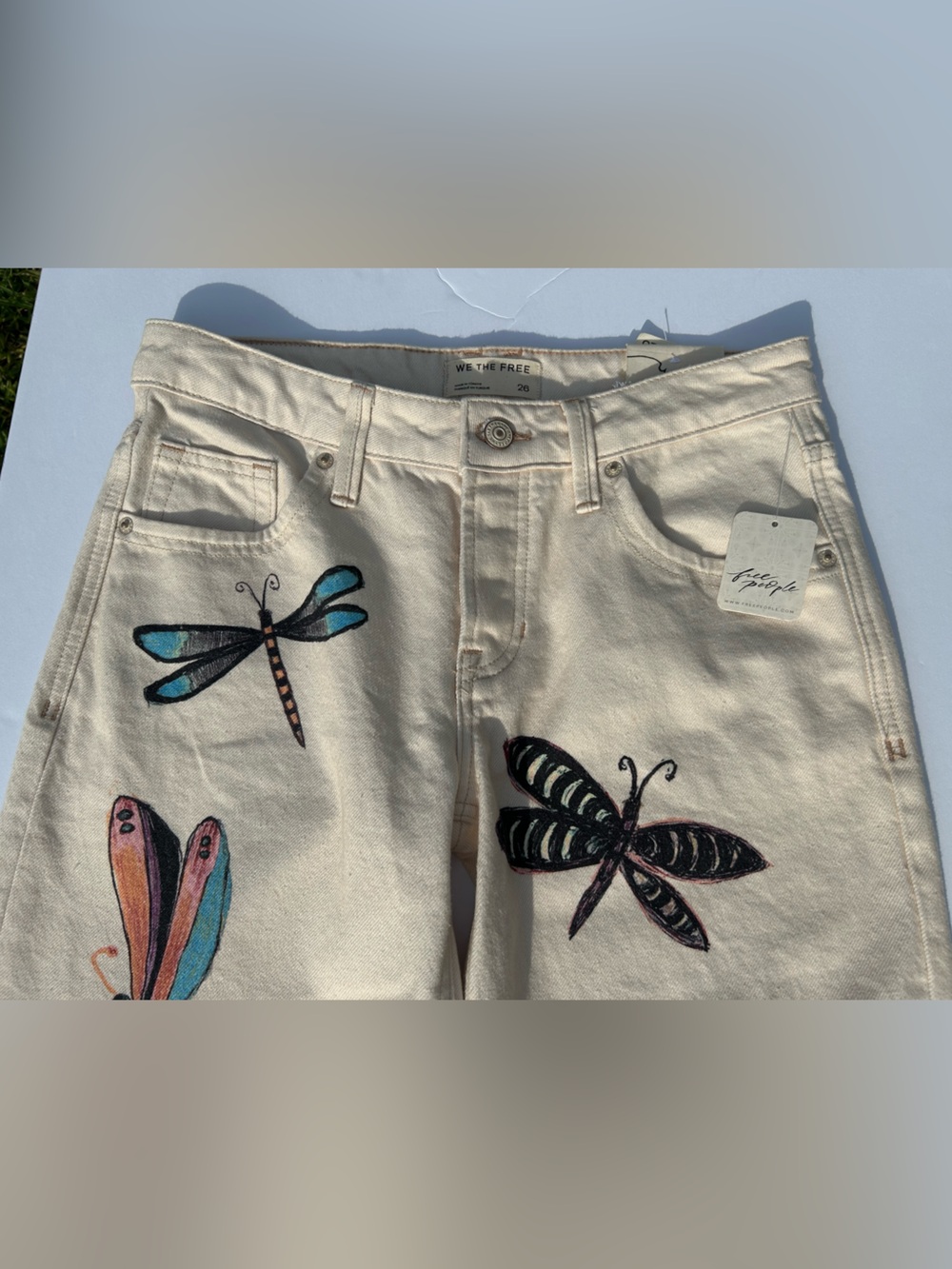 NWT🌷Free People We The Free Tennessee Dragonfly Printed Low Rise Denim Jeans - Picture 5 of 15